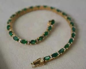 8Ct Oval Cut Emerald & Diamond Tennis Bracelet