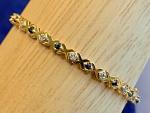 10K Yellow Gold Diamond Bracelet with Sapphire Stones