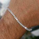 Round Cut Lab-Created Diamond Men's Tennis Bracelet
