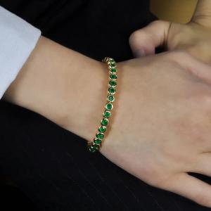 8 CT Natural Green Emerald Tennis Bracelet in Gold