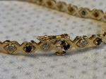 10K Yellow Gold Diamond Bracelet with Sapphire Stones