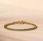 8 CT Natural Green Emerald Tennis Bracelet in Gold