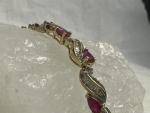 14K Yellow Gold Diamond Tennis Bracelet with Ruby