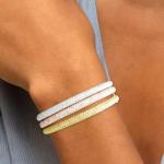 Round Cut Diamond Bangle Bracelet in White Gold