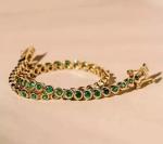 8 CT Natural Green Emerald Tennis Bracelet in Gold