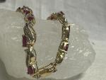 14K Yellow Gold Diamond Tennis Bracelet with Ruby