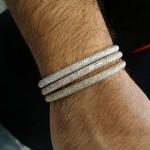 Round Cut Diamond Bangle Bracelet in White Gold