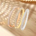 Round Cut Diamond Bangle Bracelet in White Gold