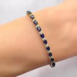 10Ct Blue Oval Cut Simulated Diamond Bracelet