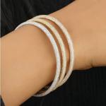 Round Cut Diamond Bangle Bracelet in White Gold