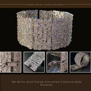 18K White Gold Simulated Diamond Wedding Bracelet