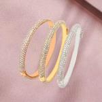 Round Cut Diamond Bangle Bracelet in White Gold