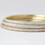 Round Cut Diamond Bangle Bracelet in White Gold