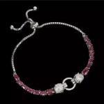 Oval Cut Pink Ruby & Diamond Bolo Bracelet