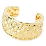 Gold Plated Diamond-Look Quilted Cuff Bracelet