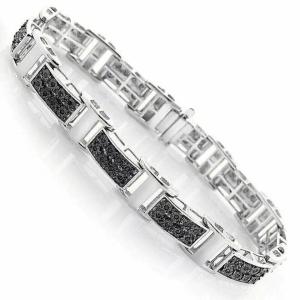 10CT Round Lab Created Black Diamond Men's Tennis Bracelet 14K White Gold Finish