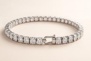 Certified 7 Ct Treated Real Diamond Bracelet in Solid 14K White Gold
