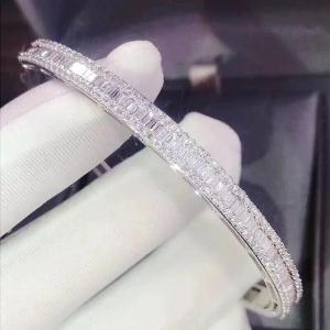 8CT Baguette Lab Created Diamond Women's Bangle Bracelet 14K White Gold Finish