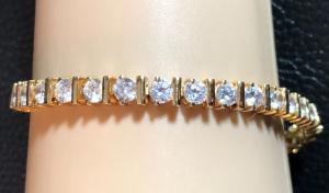 Gold Plated Sterling Silver CZ Tennis Bracelet Simulated Diamond 925 7" 16g 3341