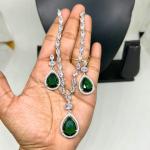 Stunning Green Emerald Pendant Necklace and Earrings