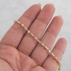6CT Baguette Simulated Diamond Women Pretty Tennis Bracelet 14k Yellow Gold Over