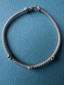 Vintage Effy .925 Sterling Silver & 14K Yellow Gold  Diamonds Bracelet Size 8”