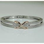 4Ct Round Simulated Diamond Infinity Bangle Bracelet 14K Two Tone Gold Plated