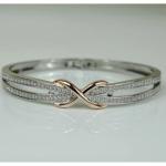 4Ct Round Simulated Diamond Infinity Bangle Bracelet 14K Two Tone Gold Plated