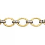 2 ctw Round Cut Created Diamond Two Tone Gold Plated Oval Link Wedding Bracelet