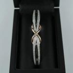 4Ct Round Simulated Diamond Infinity Bangle Bracelet 14K Two Tone Gold Plated