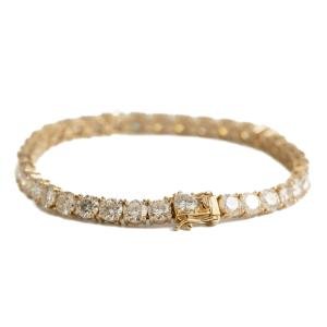 10K Yellow Gold Moissanite Tennis Bracelet,5MM 8.7-11.5CTTW, D Color, KD019