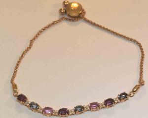 14K ROSE GOLD - LE VIAN MULTICOLORED SPINEL + DIAMOND (TDW .14Ct.) BRACELET