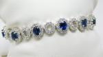 White Gold Sapphire & Diamond Halo Bracelet 6.125