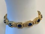 14k yellow gold  diamond sapphire gemstone  bracelet  ESTATE PAXXXX