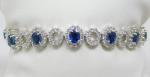 White Gold Sapphire & Diamond Halo Bracelet 6.125