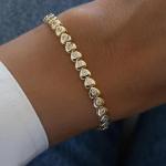 5CT Round Heart Tennis Bracelet in Gold