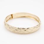 Textured Diamond-Cut Bangle Bracelet Real Solid 10K Yellow Gold All Sizes