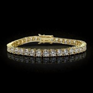 7'' Inch Long Tennis Wedding Bracelet 7 Carat Round Cut Solid 14K Yellow Gold