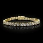 7'' Inch Long Tennis Wedding Bracelet 7 Carat Round Cut Solid 14K Yellow Gold