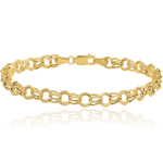 10K Solid Yellow Gold Double Link Charm Bracelet