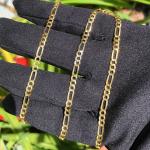 Real Solid 1/20 14K Yellow Gold Figaro Link Bracelet 8 Inch 3mm Men Women