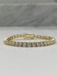7'' Inch Long Tennis Wedding Bracelet 7 Carat Round Cut Solid 14K Yellow Gold