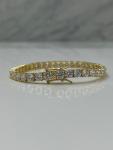 7'' Inch Long Tennis Wedding Bracelet 7 Carat Round Cut Solid 14K Yellow Gold