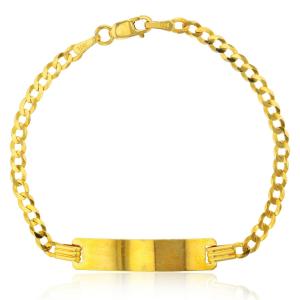 14K Solid Yellow Gold Baby/Kids Cuban link ID Bracelet ( FREE ENGRAVING)