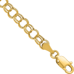 10K Solid Yellow Gold Double Link Charm Bracelet