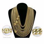 Men's Miami Cuban Link Chain Bracelet Solid 14K Gold Plated Stainless Steel