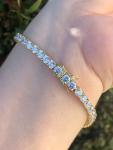 7'' Inch Long Tennis Wedding Bracelet 7 Carat Round Cut Solid 14K Yellow Gold