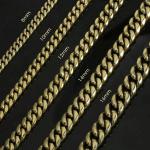 Men's Miami Cuban Link Chain Bracelet Solid 14K Gold Plated Stainless Steel