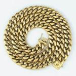 Men's Miami Cuban Link Chain Bracelet Solid 14K Gold Plated Stainless Steel