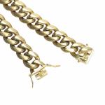 Men's Miami Cuban Link Chain Bracelet Solid 14K Gold Plated Stainless Steel